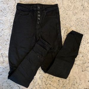 black button fly AE jeans 2 short